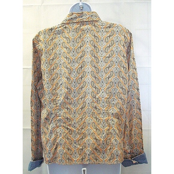 Tommy Hilfiger Jeans Blouse Flip Cuff Snap Front Shirt Womens Size L - Picture 6 of 8